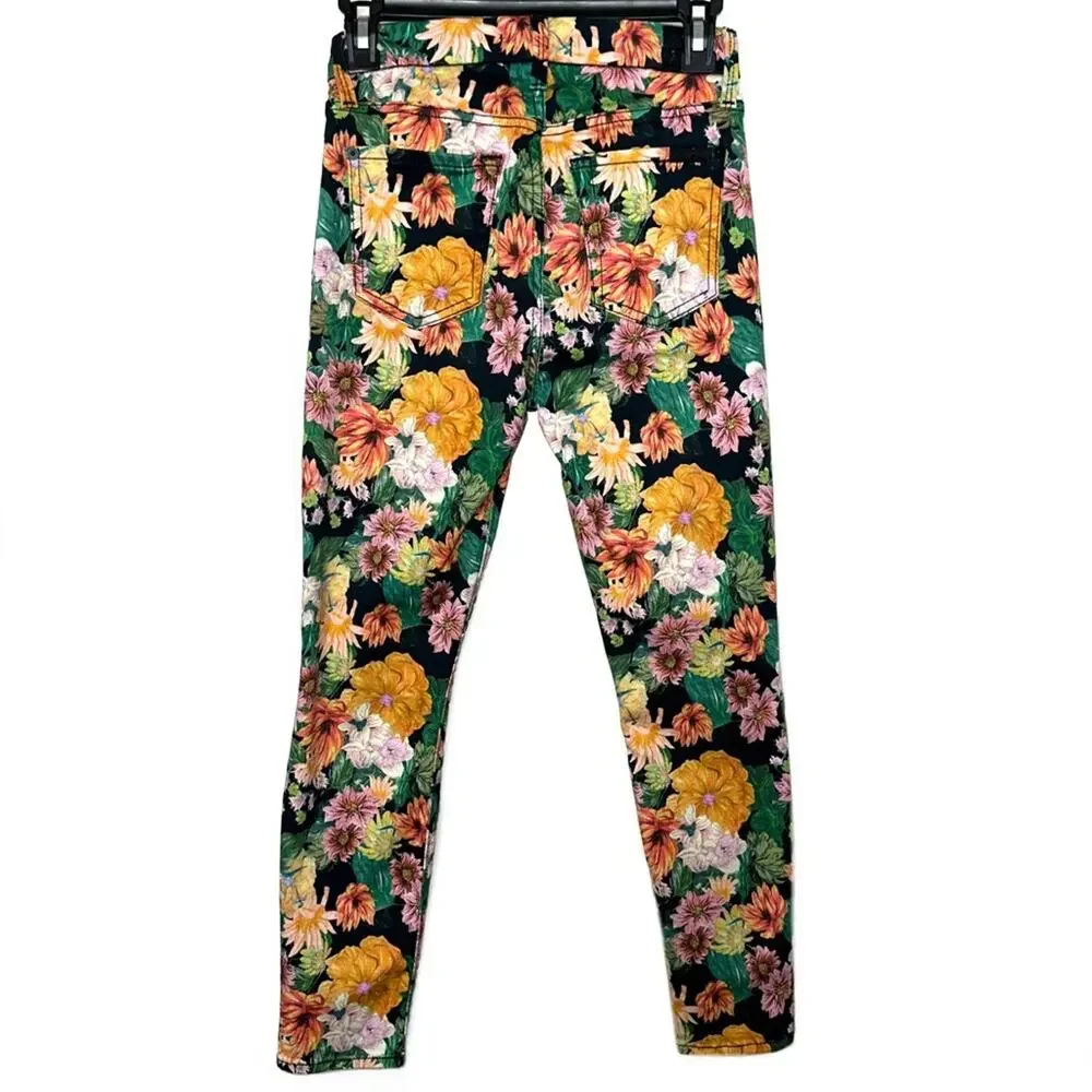 7 For All Mankind Floral Gwenevere Skinny Jeans Size 25